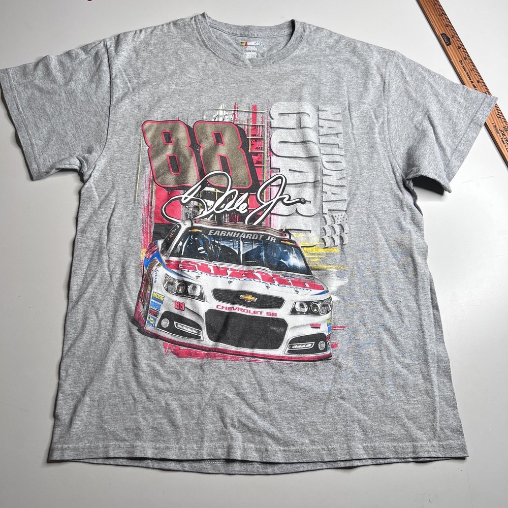 NASCAR Dale Earnhardt Jr 88 National Guard Racing T-Shirt Gray Large Hendrick